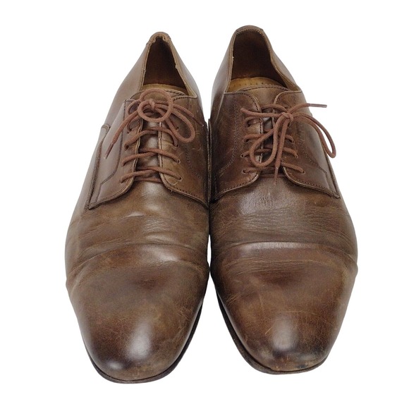 Saks Fifth Ave Mens Fred Cap Toe Lace up Brown Leather Oxford Shoes Size 9M main image 5